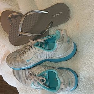Nike sneakers, Old Navy flip flops